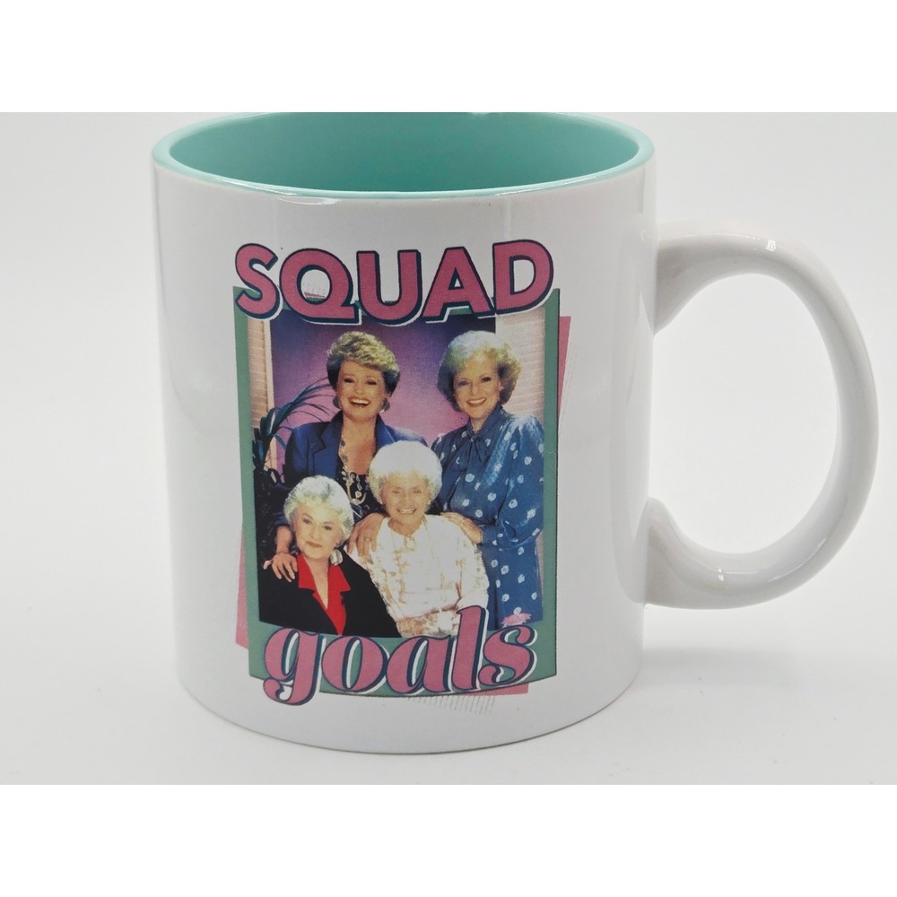 Golden Girls Squad Goals Large 20oz Ceramic Coffee Mug White Teal Silver Buffalo